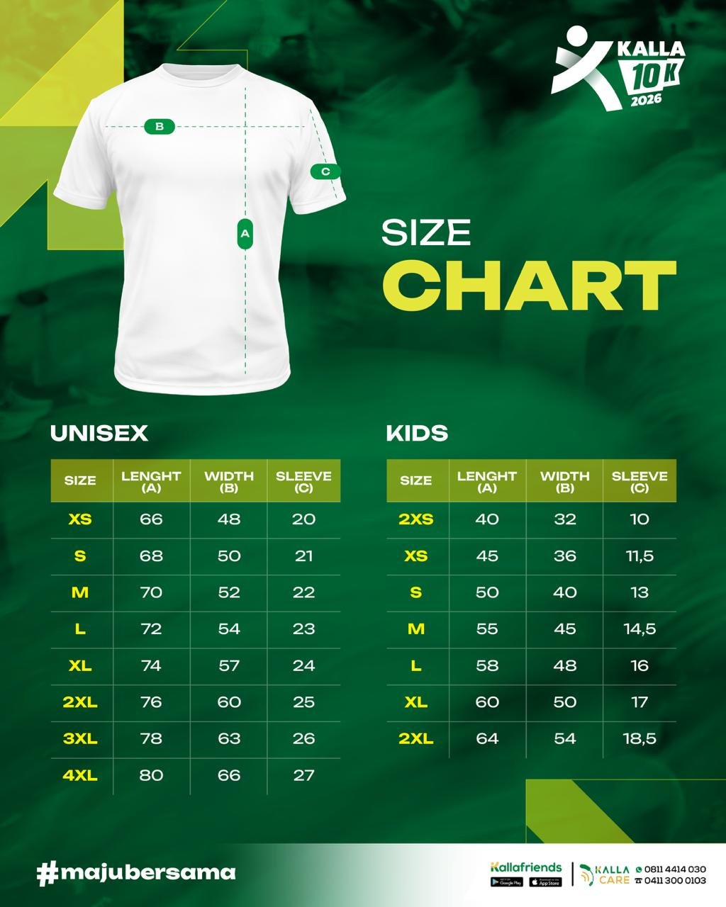 Size Chart Jersey Dewasa